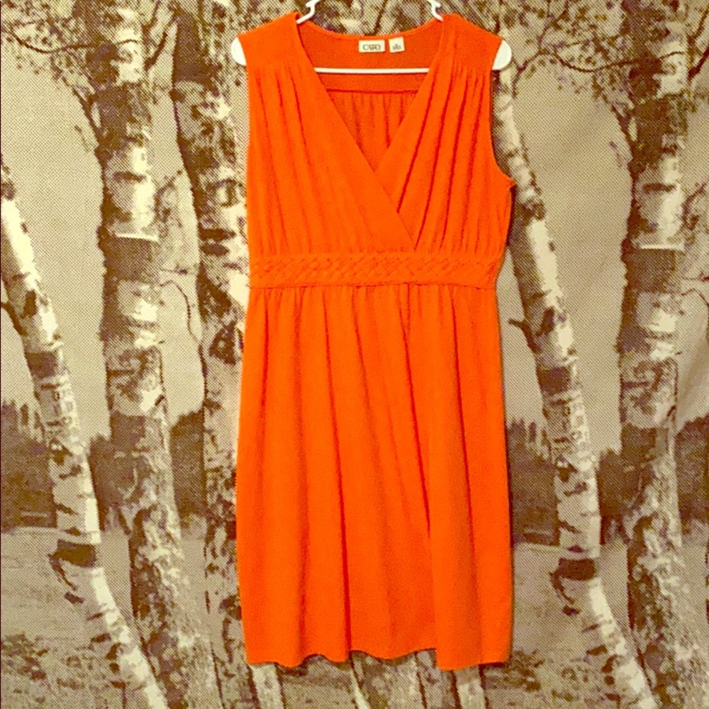 Bright orange sleeveless dress